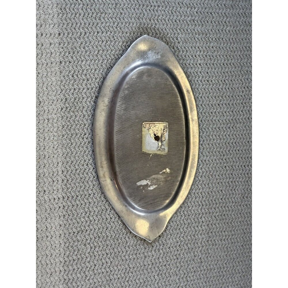 Holland Boone Polished Pewter Fruit Oval Tray Vintage Small Matte Finish Decor - Picture 6 of 6